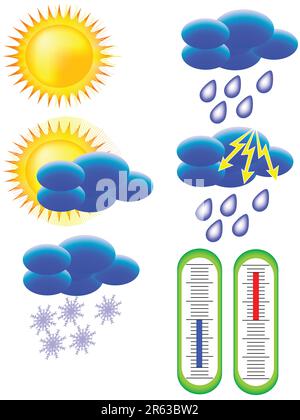 Die Sonne und die Wolken - ein Symbol für die Angabe des Wetters in einem Vektor Stock Vektor