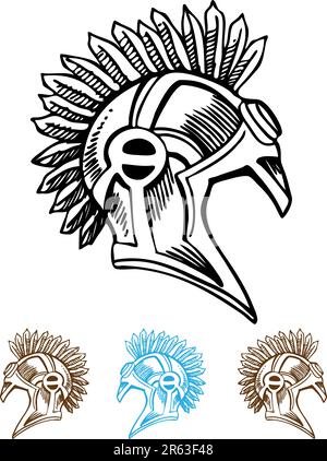 Ein Bild von einem Satz Mohawk-Helme. Stock Vektor