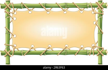 Bambusrahmen mit Leinwand isoliert auf weiß Stock Vektor