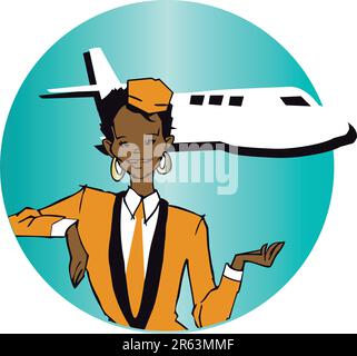 Stewardess (afroamerikanische hispanische Frau) Clipart Stock Vektor