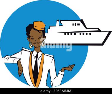 Stewardess (afroamerikanische hispanische Frau) Clipart Stock Vektor