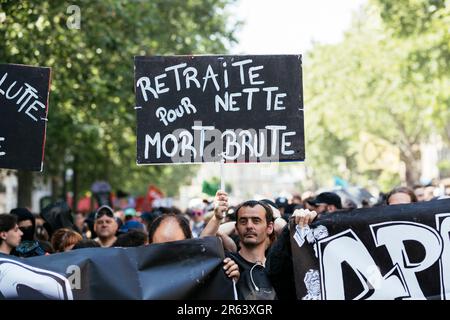 Paris, Frankreich. 01. Juni 2023. Proteste gegen die Rentenreform. Paris, 6. Juni 2023. Fotos von Jérémy Paoloni/ABACAPRESS.COM Kredit: Abaca Press/Alamy Live News Stockfoto