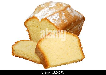Pfundkuchen. Geschnittener süßer Pfund-Kuchen ohne Hintergrund. Stockfoto