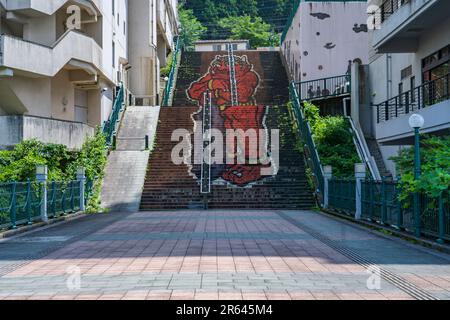 Fureai-Brücke in Kinugawa Onsen Stockfoto