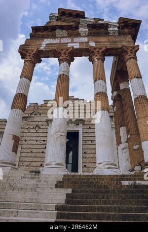 Capitolium von Brixia an antiker römischer Stätte in Brescia, Lombardei, Italien Stockfoto