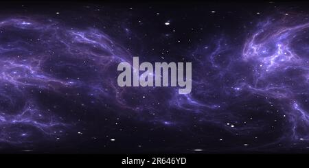 360 Grad Panorama Ansicht von 360 Grad Raumnebel Panorama, equirectangular Projektion, Umwelt Karte. HDRI-Rundpanorama. Weltraumhintergrund mit Nebel und Sternen. 3D Abb.