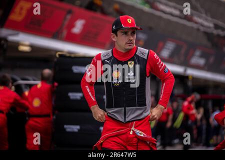Circuit de Barcelona-Catalunya, Barcelona, SpainMonaco, 4. Juni 2023: Charles Leclerc, während des Formel 1 Grand Prix von Monaco Stockfoto