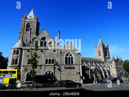 Die Christ Church Cathedral und das Dublina Museum in Dublin, Irland. Stockfoto