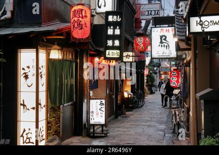 Nachtsicht auf Hozenji-Yokocho Stockfoto
