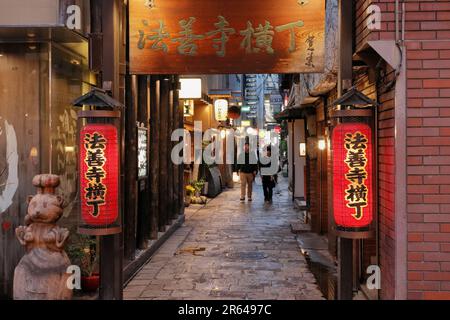Nachtsicht auf Hozenji-Yokocho Stockfoto