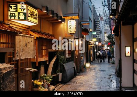Nachtsicht auf Hozenji-Yokocho Stockfoto