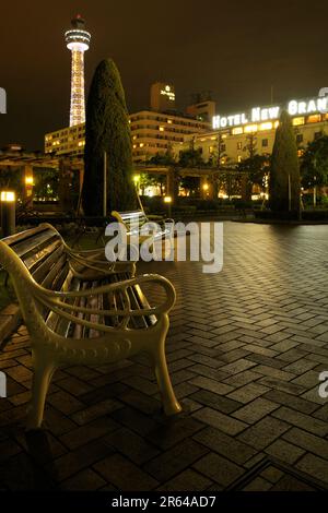 Yamashita Park bei Nacht Stockfoto