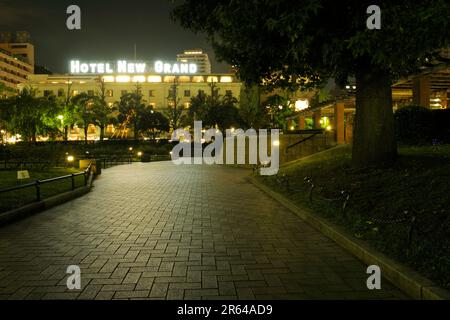 Yamashita Park bei Nacht Stockfoto