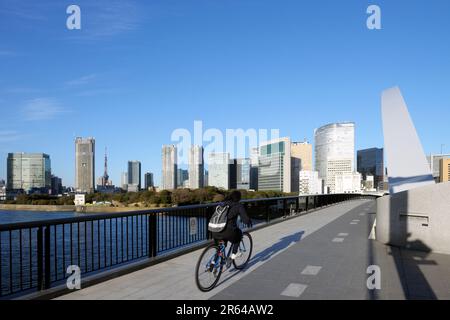 Tsukiji-Ohashi-Brücke und Wolkenkratzer von Shiodome Ziosite Stockfoto