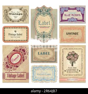Satz von Vintage-Etiketten; skalierbare und bearbeitbare Vektorabbildungen Stock Vektor