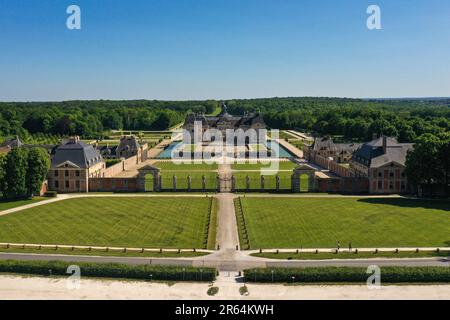 Blick auf das Schloss Vaux le Vicomte in seine et Marne in Frankreich Stockfoto