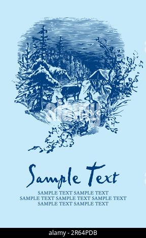 Vintage-Karte mit antiker Gravur, skalierbare und bearbeitbare Vektordarstellung Stock Vektor