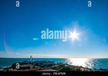 Inubozaki Leuchtturm und leuchtender Pazifik Stockfoto