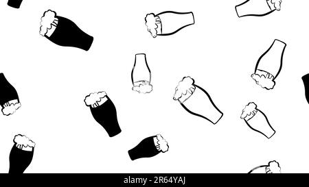 Nahtlose Struktur vieler farbiger Gläser mit schaumigem Bier, kaltem, hellem, dunklem Lager und stotterem Portier. Muster für das Label. Das Hinterland Stock Vektor