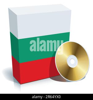 Bulgarische Software Box mit Nationalflagge Farben und CD. Stock Vektor