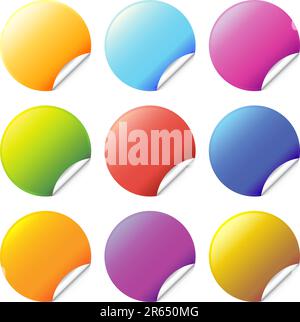 Eine Auswahl an Abbildungen mit farbigen Aufklebern Stock Vektor