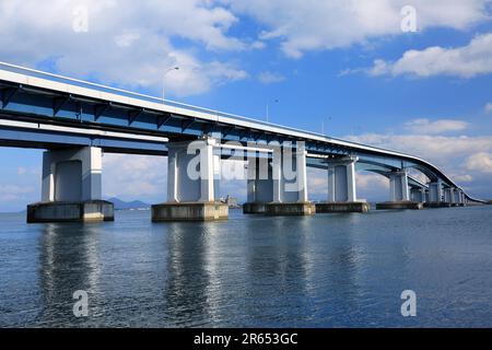 Biwako-Ohashi-Brücke Stockfoto