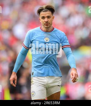 03. Juni 2023 – Manchester City gegen Manchester United – Emirates FA Cup Final – Wembley Stadium Manchester City's Jack Grealish während des FA Cup Finales 2023. Bild : Mark Pain / Alamy Live News Stockfoto