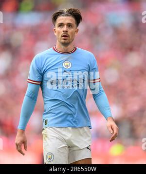 03. Juni 2023 – Manchester City gegen Manchester United – Emirates FA Cup Final – Wembley Stadium Manchester City's Jack Grealish während des FA Cup Finales 2023. Bild : Mark Pain / Alamy Live News Stockfoto