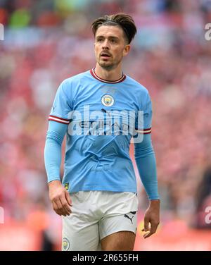 03. Juni 2023 – Manchester City gegen Manchester United – Emirates FA Cup Final – Wembley Stadium Manchester City's Jack Grealish während des FA Cup Finales 2023. Bild : Mark Pain / Alamy Live News Stockfoto