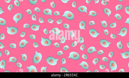 Endlose nahtlose Muster wunderschöner festlicher, fröhlicher Herzen in Dialognolken auf pinkfarbenem Hintergrund. Vektordarstellung. Stock Vektor