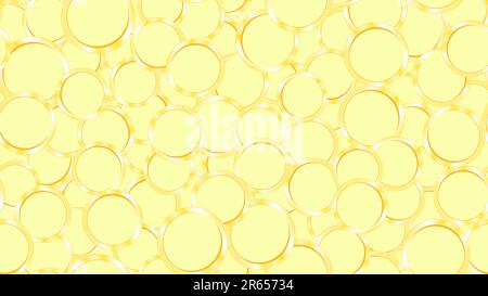 Textur nahtloses Muster aus Gold, Kupfer, glänzend, teure Metallmünzen, Schätze. Der Hintergrund. Vektordarstellung. Stock Vektor