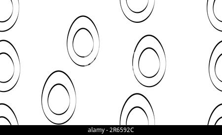 Gekochtes Ei auf weißem Hintergrund, Vektordarstellung, Muster. Ei mit gelbem Eigelb. Köstliches Frühstück. Nahtlose Illustration. Stilvolle Einrichtung in Schwarz Stock Vektor