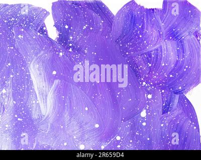 Abstraktes Originalgemälde. Handgezeichnet, purpurfarbener Sternenhimmel, Nebel, Impressionismus-Stil, violette Farbtextur, Pinselstriche, Acryl. Künstlerischer Backgro Stockfoto