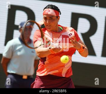 Paris, Frankreich. 07. Juni 2023. Roland Garros Paris French Open 2023 Day11 07/06/2023 Ons Jabeur (tun) verliert Viertelfinale. Kredit: Roger Parker/Alamy Live News Stockfoto