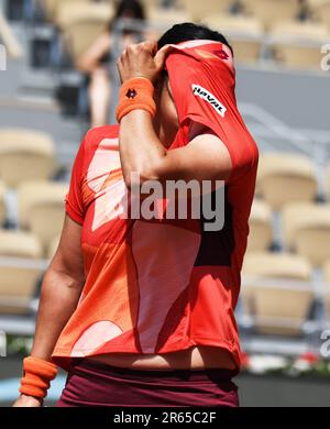 Paris, Frankreich. 08. Juni 2023. Roland Garros Paris French Open 2023 Day11 07./06/2023. Ons Jabeur (tun) Viertelfinale. Kredit: Roger Parker/Alamy Live News Stockfoto