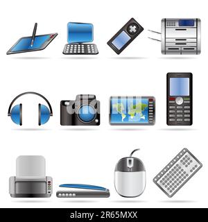 Symbole für technische Geräte der Spitzentechnologie – Vektorsymbol-Set 3 Stock Vektor