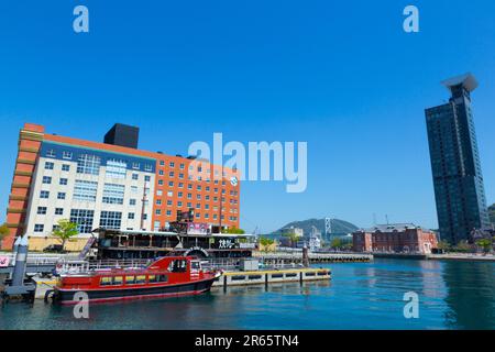 Retro-Landschaft des Hafens von Mojiko Stockfoto