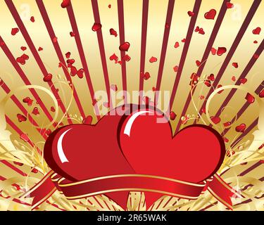 St. Valentine Day Blumenrahmen mit Herzen Stock Vektor