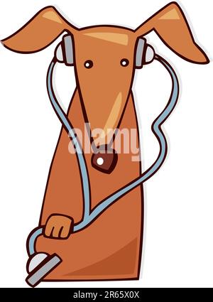 Cartoon-Illustration der Tierarzt Hund mit Stethoskop Stock Vektor