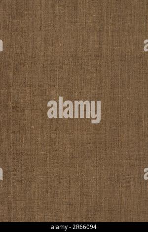 Natürliches Leinenmaterial, Hintergrund oder Struktur, braun getönt, Draufsicht, Nahaufnahme Stockfoto