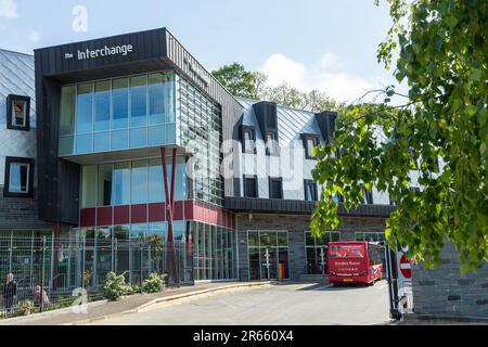 Das Interchange-Gebäude verbindet Zug und Bus in Galashiels Scottish grenzt an Schottland Stockfoto