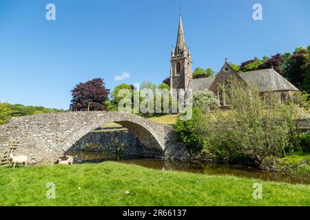 Die Packhorse Bridge in Stow of Wedale, oder öfter Stow, ist ein Dorf im schottischen Grenzgebiet Schottlands Stockfoto