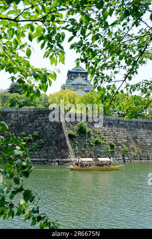 Schloss Osaka in der frischen Grünsaison Stockfoto