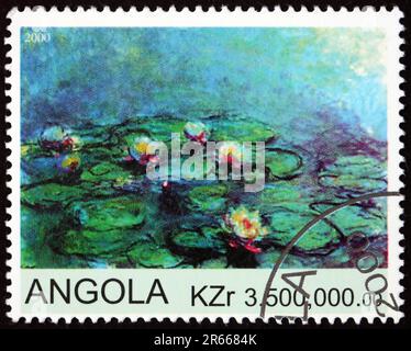 ANGOLA - CIRCA 2000: Ein in Angola gedruckter Stempel zeigt Lilien, etwa 2000 Stockfoto