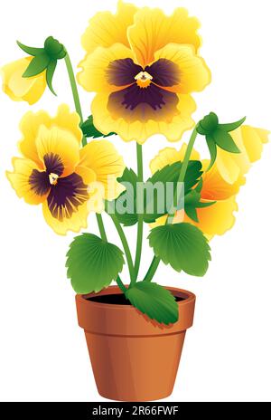 Vektordarstellung - Pansies in einem Terrakotta-Topf Stock Vektor