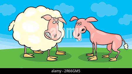 Abbildung der erschrocken Schafe und rasierte Stock Vektor