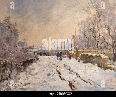 Schneeszene in Argenteuil, 1875 vom französischen Maler Claude Monet. Die schweren Schneefälle im Winter 1874-5 veranlassten Monet, die Landschaft zu malen. Stockfoto