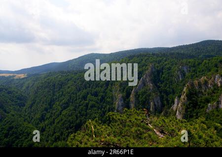 Bewundern Sie die majestätischen Berggipfel und tauchen Sie ein in die ruhige Pracht der unberührten Natur. Von diesem malerischen Aussichtspunkt aus werden Sie Zeuge der Harmoniestreben Stockfoto