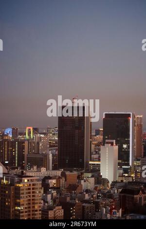 Nachtsicht von Azabu Juban nach Odaiba Stockfoto