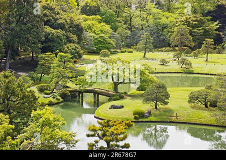 Rikugien in frischem Grün Stockfoto